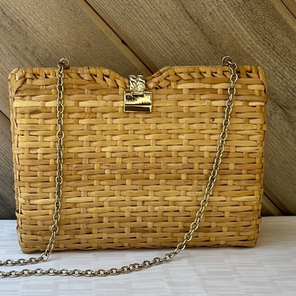Zara Woven Tan Chain Strap Bag